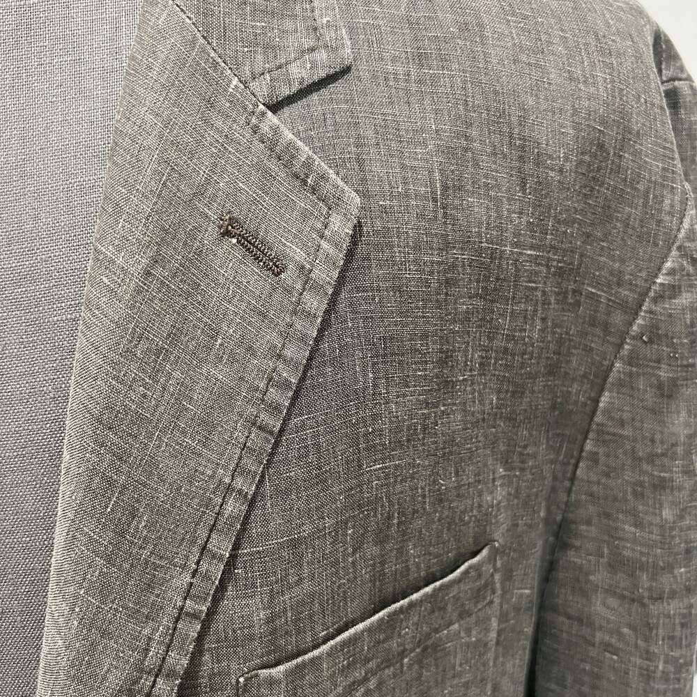 Alfani Men's 100% Linen Two-Button Blazer Jacket Size XL, Brown/Grey Txture - Picture 3 of 11
